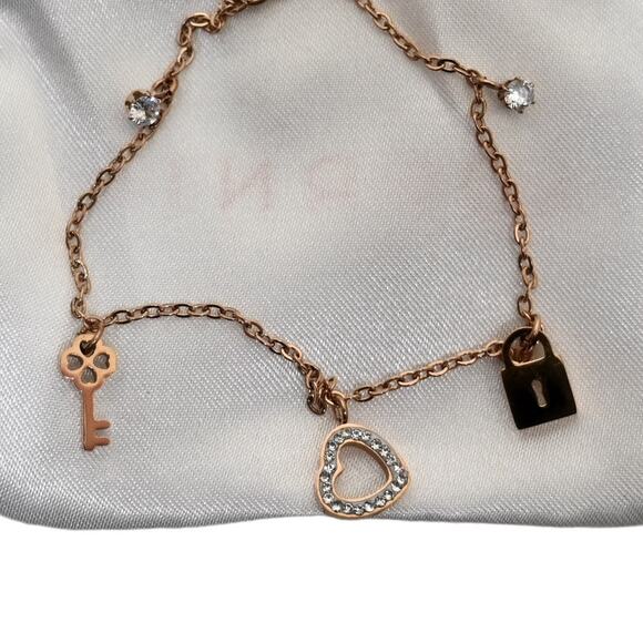 Adornia14K Rose Gold Vermeil Water Resistant Charm Bracelet NEW - Picture 3 of 5